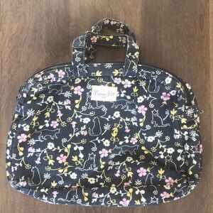 Primrose Hill London cosmetic toiletry bag. Canvas Cats floral blue pink yellow